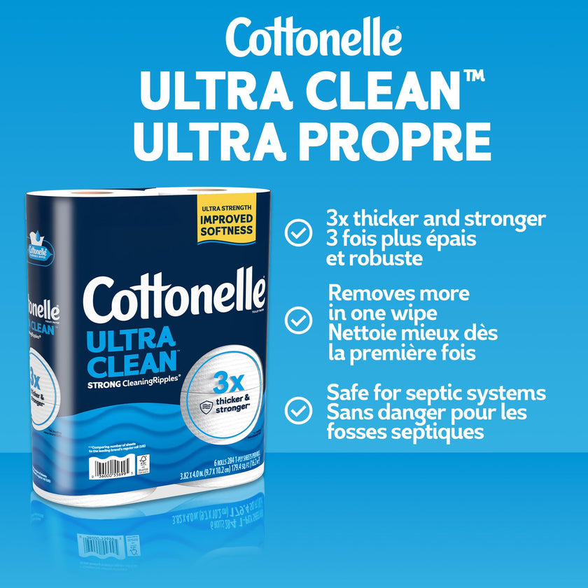 Cottonelle Toilet Paper, 36 Mega Rolls = 144 Regular Rolls (2 Packs of 18), Ultra Clean, Strong Bathroom Tissue, 284 Sheets per Roll, Packaging May Vary 🍁 All In One Marketplace Canada