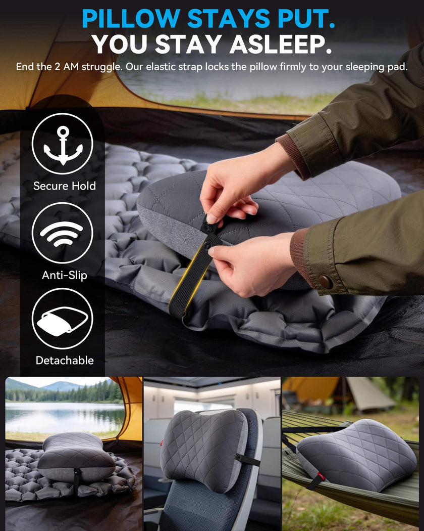Hikenture Camping Pillow with Removable Cover-Ultralight Inflatable Pillow for Neck Lumber Support-Upgrade Backpacking Pillow-Washable Travel Air Pillows for Camping, Hiking, Backpacking (Grey) 🍁 All In One Marketplace Canada