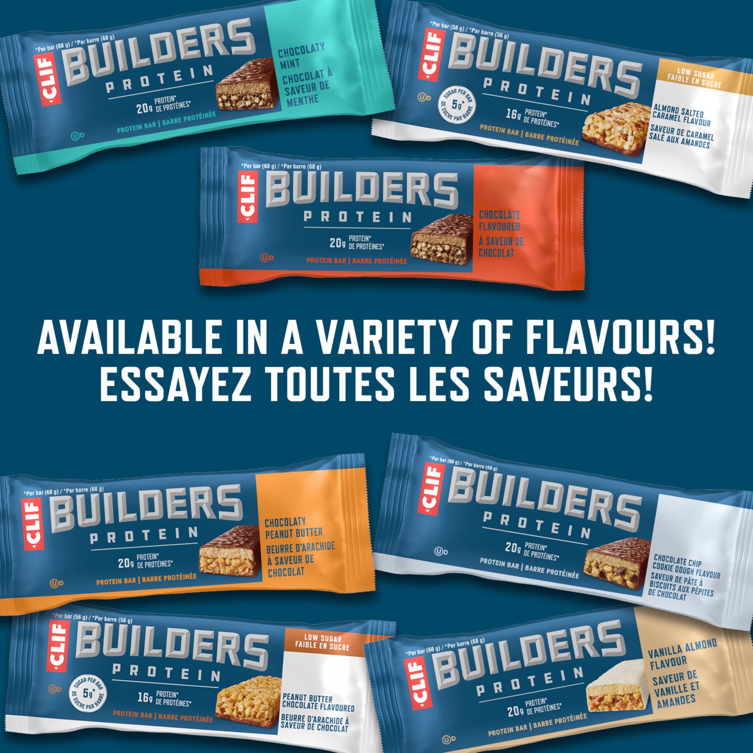 Clif Builders Low Sugar Protein Bar Peanut Butter Chocolate Flavour 12 Bars 🍁 All In One Marketplace Canada