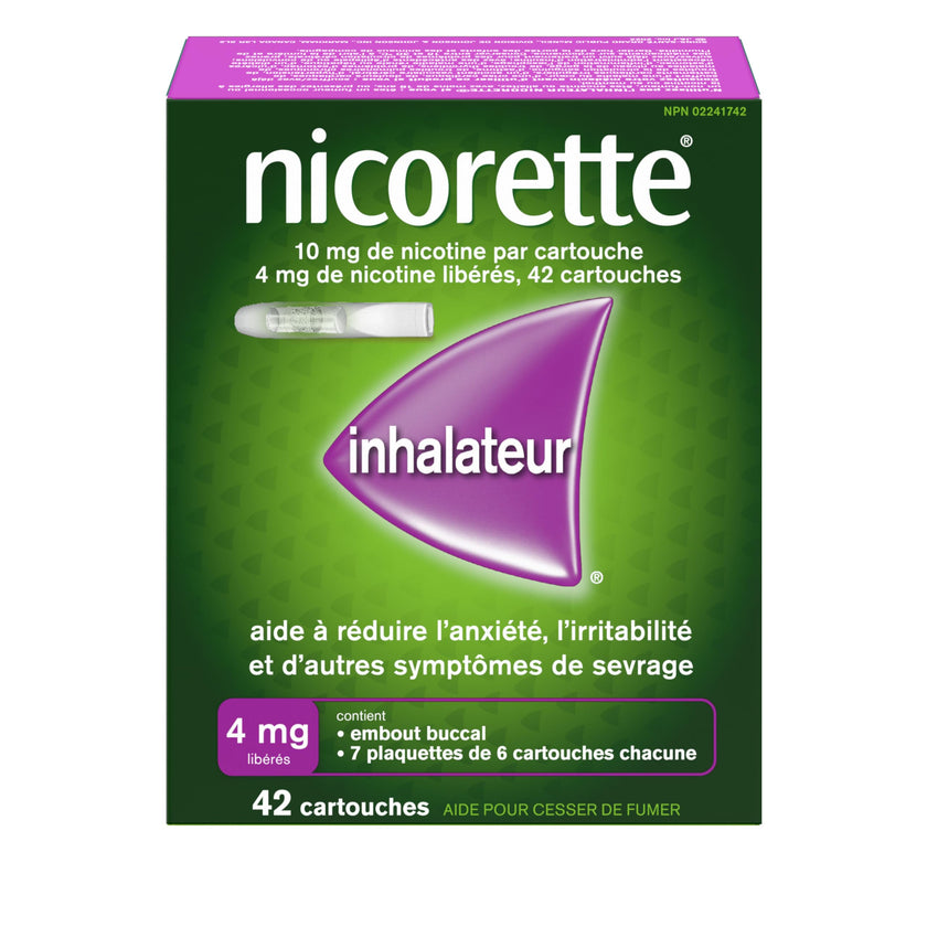 Nicorette 4mg Nicotine Inhaler – Clinically Proven Quit Smoking Aid with Hand-to-Mouth Action, Helps Reduce Cravings & Withdrawal, NRT for Adults Quitting Cigarettes, 42 Cartridges 🍁 All In One Marketplace Canada