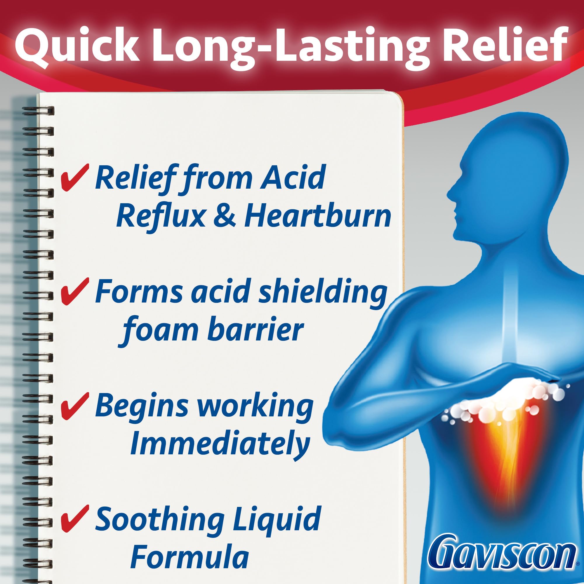 Gaviscon Liquid Extra Strength Antacid - 340 ml - Antacid Liquid for Day and Night Heartburn Relief, Acid Reflux and GERD Relief, Fruit Blend - Free of Aluminum, Lactose and Gluten 🍁 All In One Marketplace Canada
