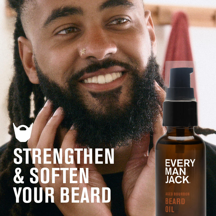 Every Man Jack Mens Beard Oil - Subtle Aged Bourbon Fragrance - Deeply Moisturizes and Softens Your Beard and Adds a Natural Shine - Naturally Derived with Shea Butter- 30 mL 🍁 All In One Marketplace Canada