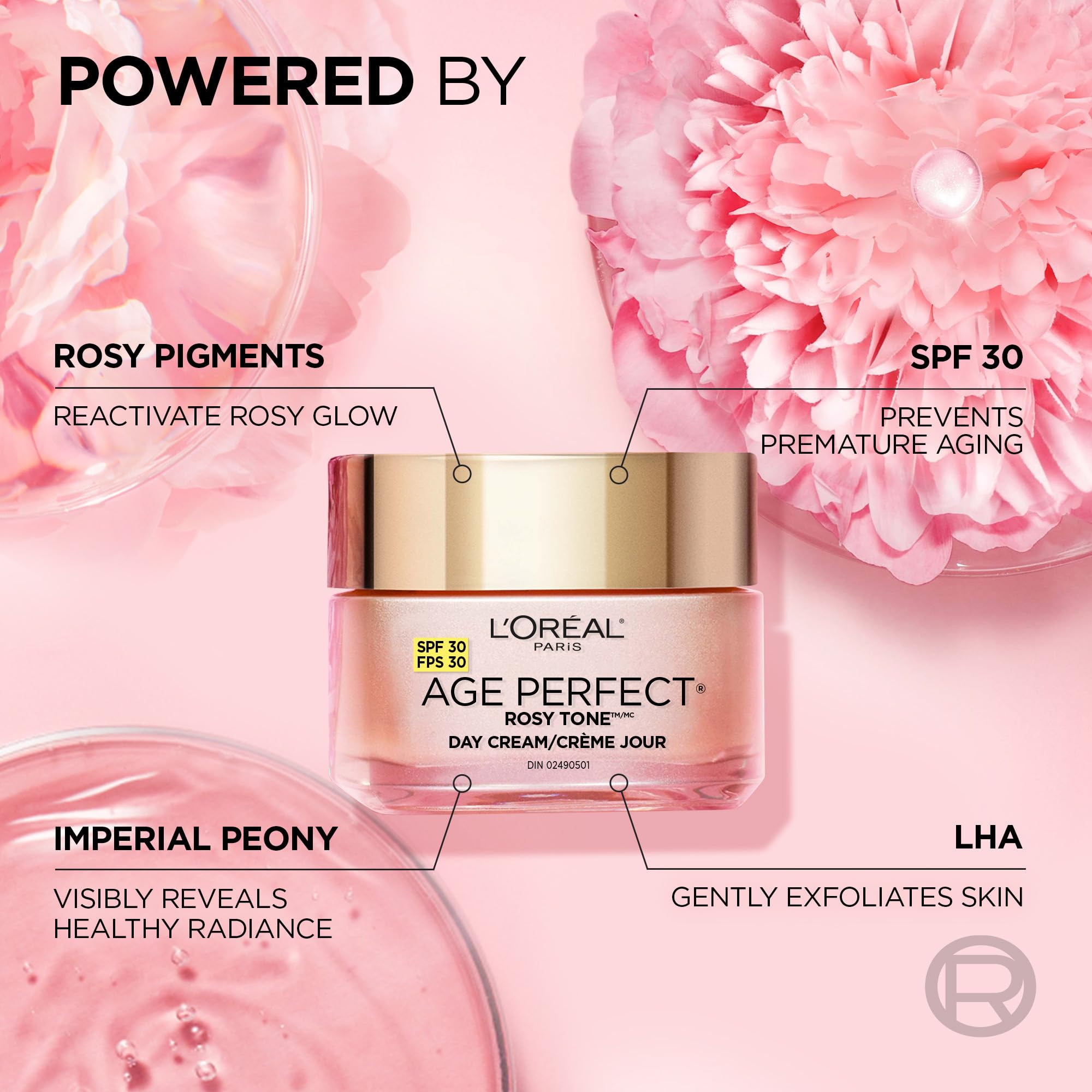 L’Oréal Paris Age Perfect Rosy Tone SPF 30 Moisturizer, with Imperial Peony Extract, For Mature Skin, Skincare, 50 ml 🍁 All In One Marketplace Canada
