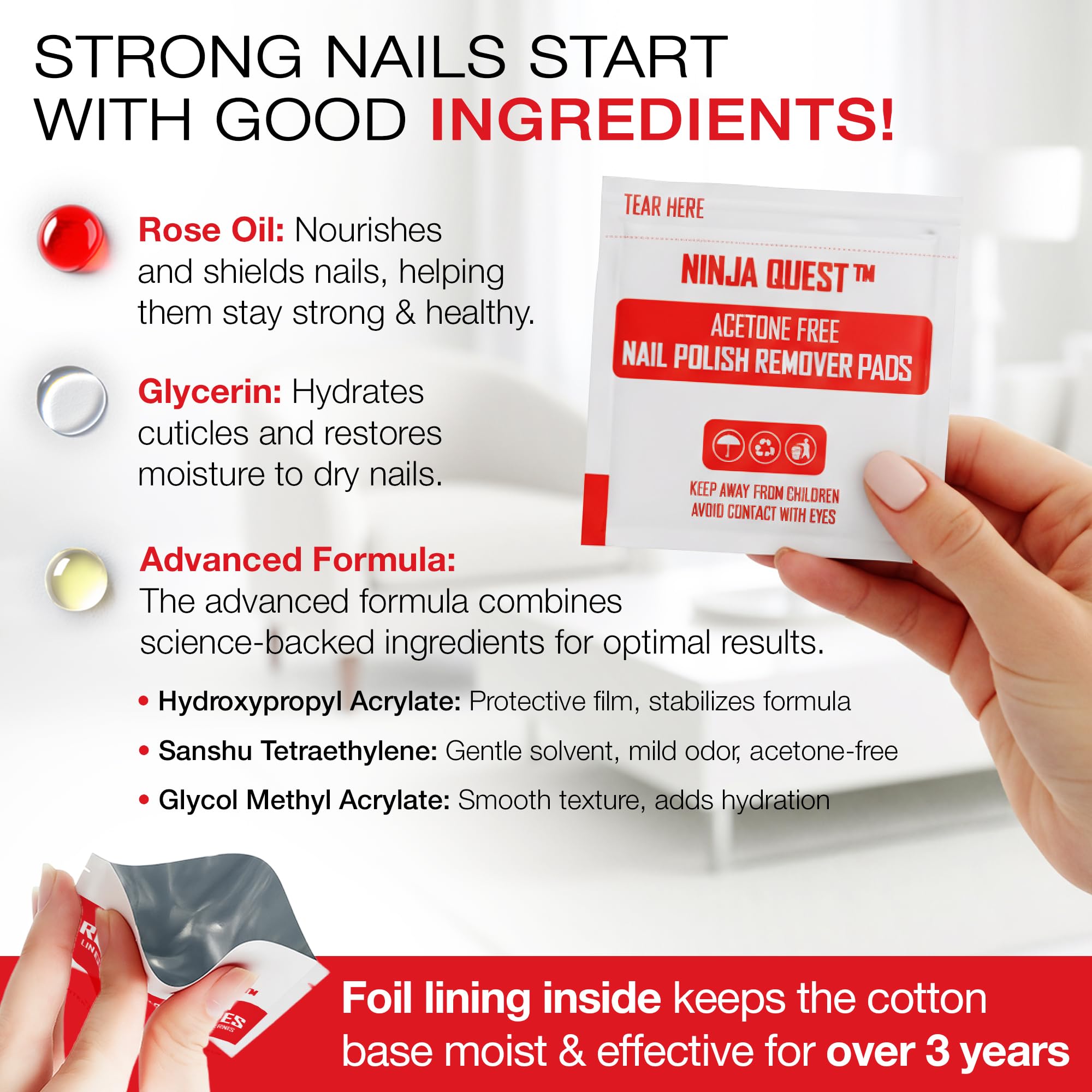 Nail Polish Remover Pads 100% Non Acetone - 200 Pack of Individually Wrapped Bulk Set Gel Nail Polish Remover Wipes - Fingernail Travel Kit to Clear Nail Polish for Home & Professional Removal 🍁 All In One Marketplace Canada