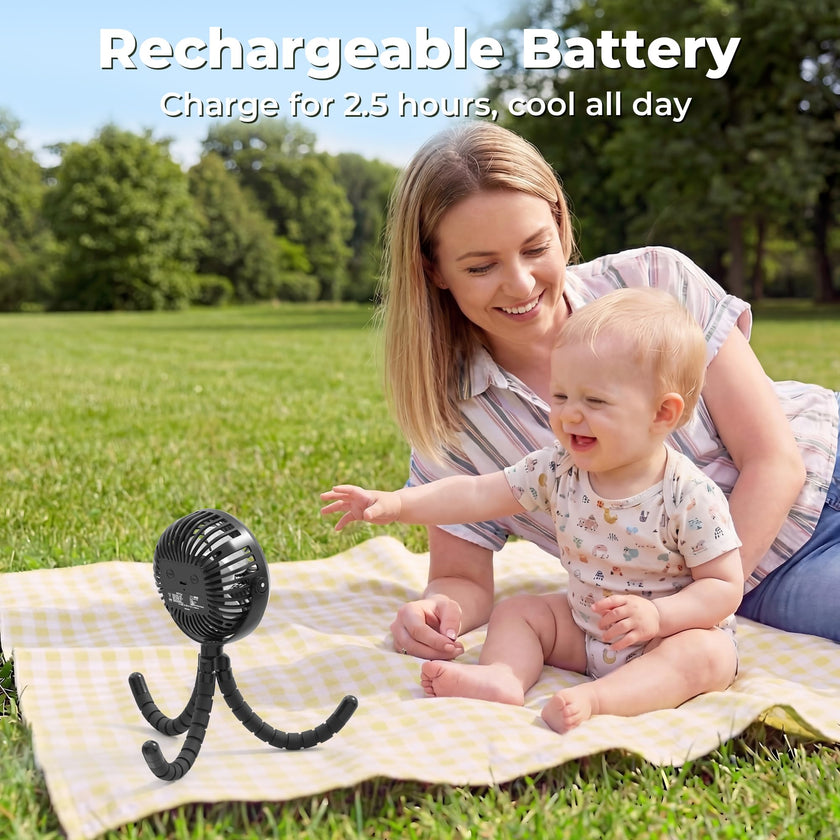 AMACOOL Battery Operated Stroller Fan Flexible Tripod Clip On Fan with 3 Speeds and Rotatable Handheld Personal Fans for Car Seat Crib Bike Treadmill 🍁 All In One Marketplace Canada