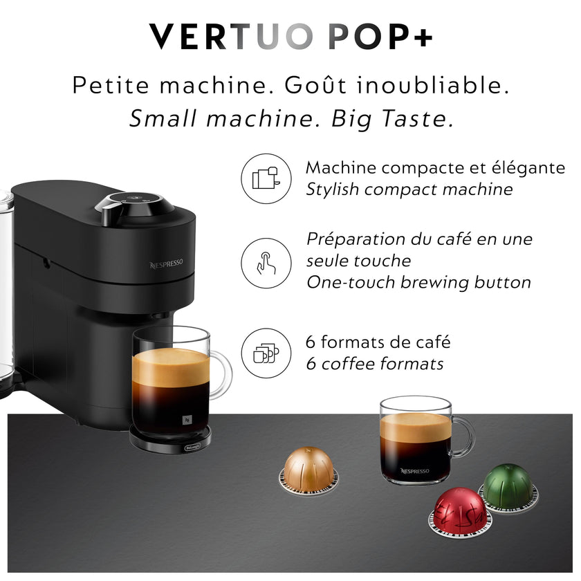 Nespresso Vertuo Pop+ Deluxe Single Serve Coffee and Espresso Machine by De’Longhi, Matte Black 🍁 All In One Marketplace Canada