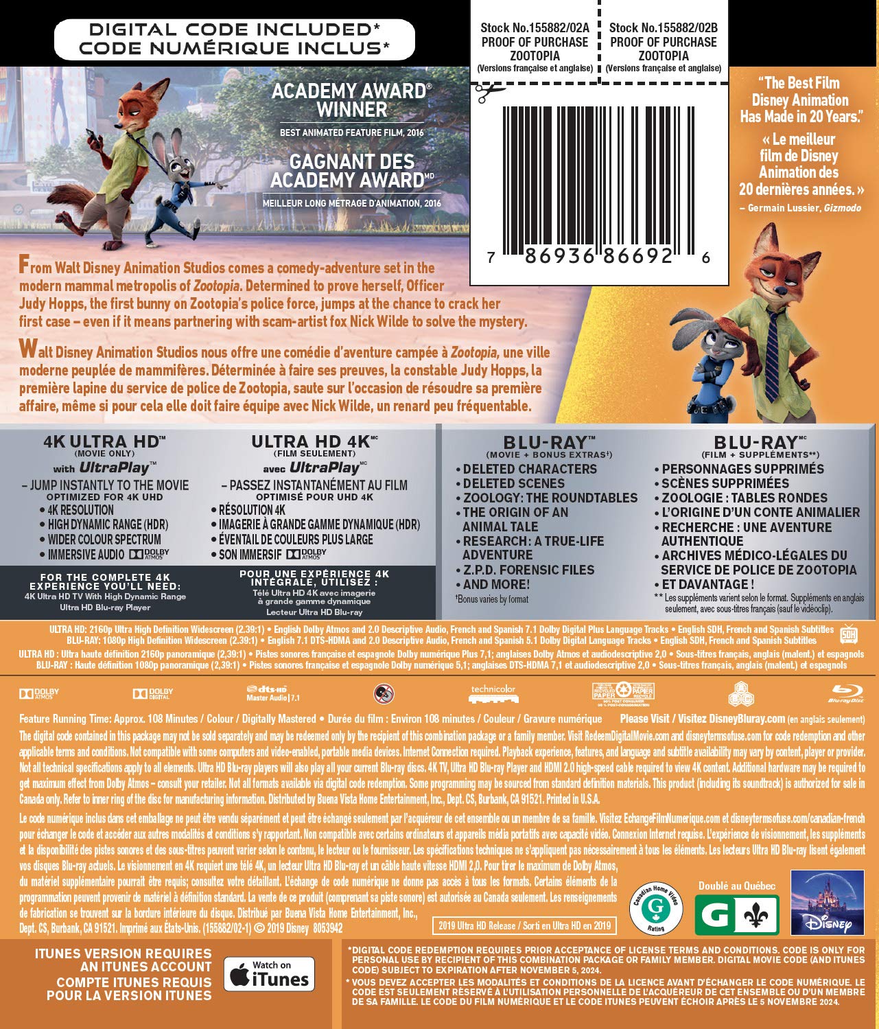 Zootopia - 4K/Blu-Ray