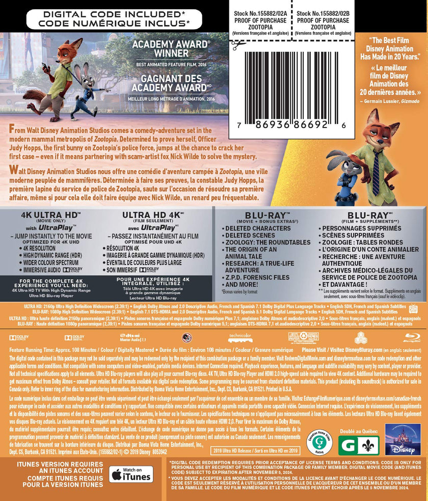 Zootopia - 4K/Blu-Ray