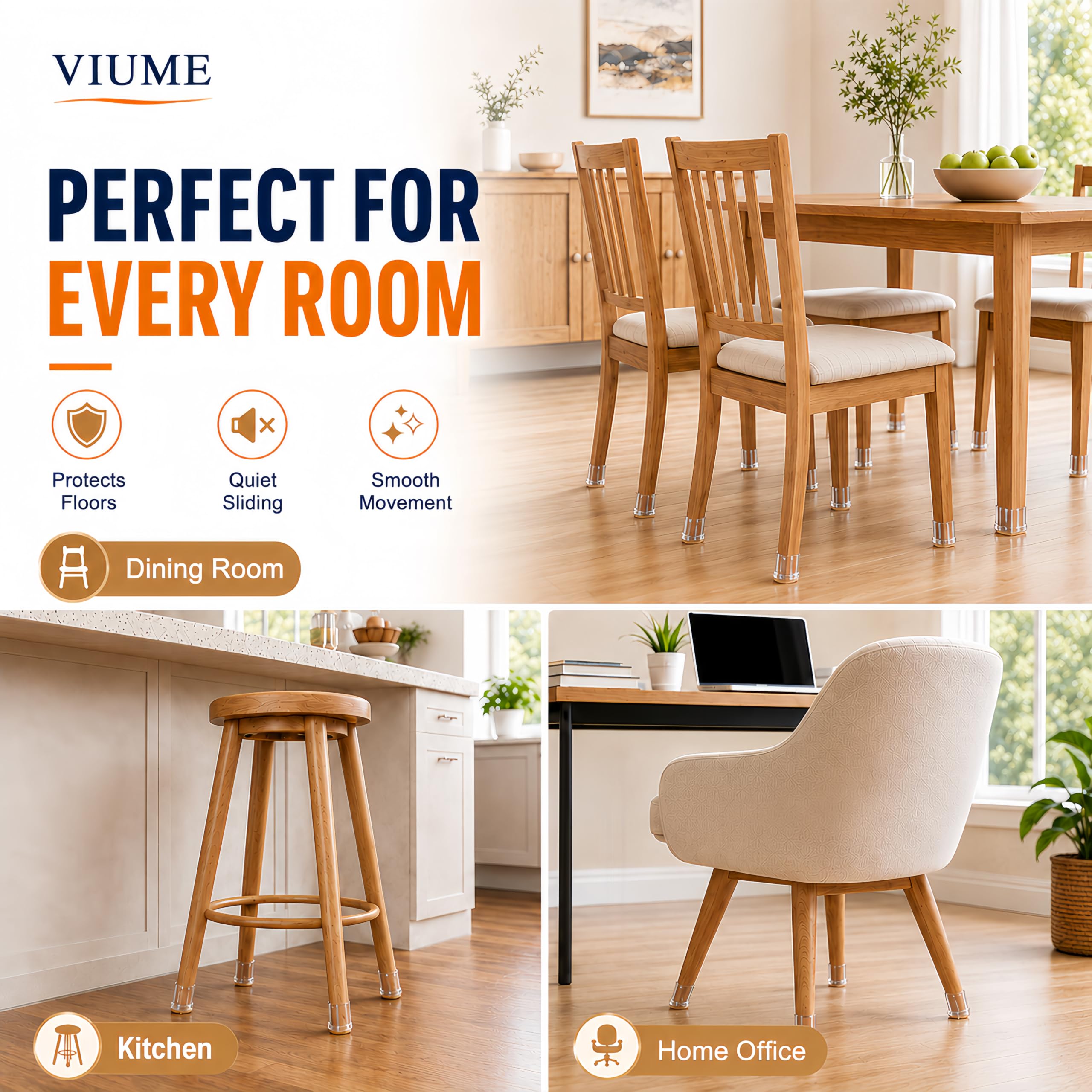 32 Pcs Chair Leg Floor Protectors for Hardwood Floors Silicone Covers to Protect Wood Tile Floors Felt Pads Furniture Leg Caps Anti-Scratch Reduce Noise (Fit:1.3