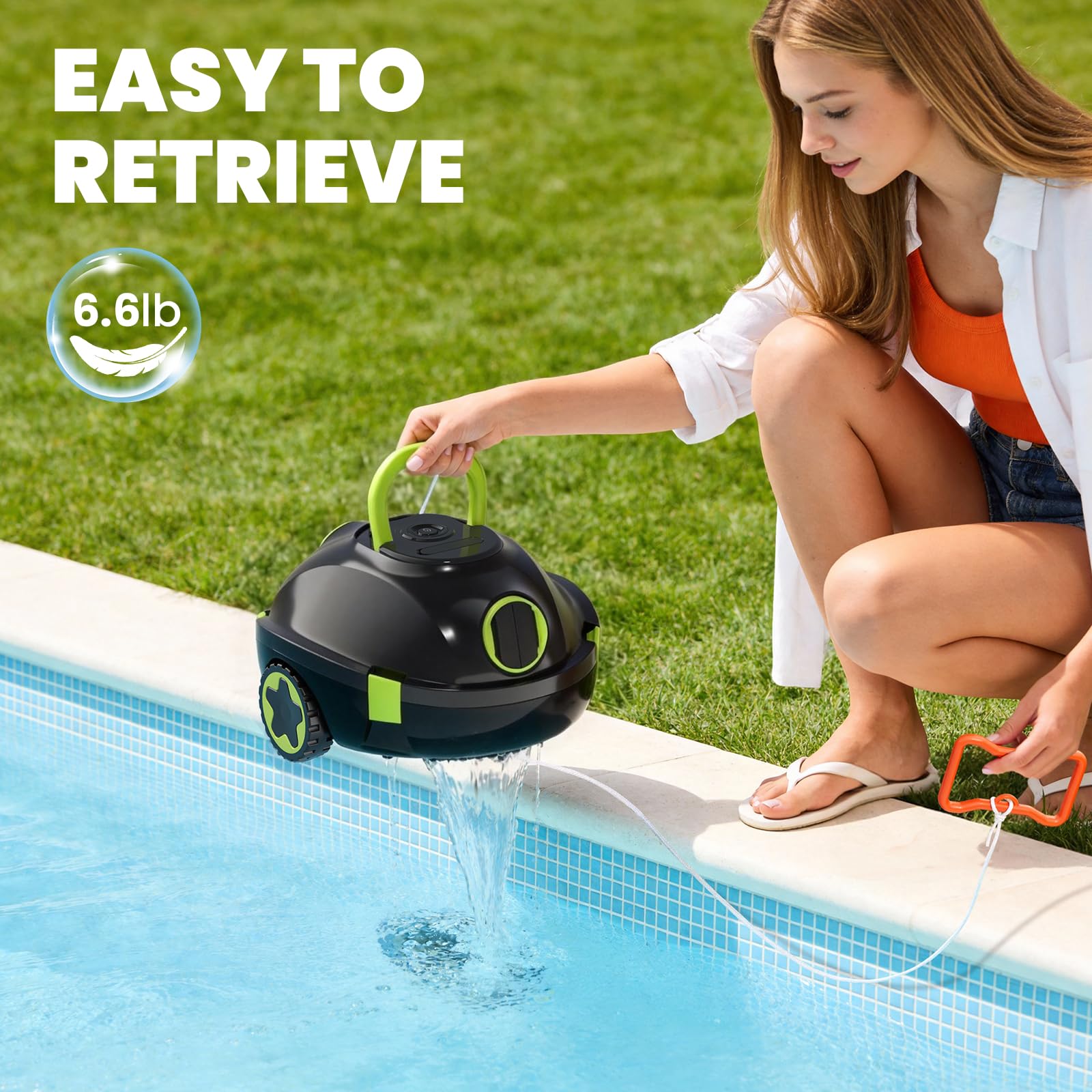 Robotic Pool Cleaner, Cordless Pool Vacuum for Above Ground & Inground Flat Pools with Dual Motors, 150 Min Runtime, Auto-Parking, Powerful Pool Vacuum Robot for Up to 1300 Sq.Ft (Moss) 🍁 All In One Marketplace Canada