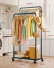 Sakugi Double-Rod Metal Clothing Rack with Wheels, Black 🍁 All In One Marketplace Canada