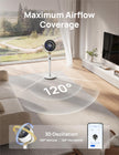DREO Smart Fan for Bedroom, 120° +120° Omni-Directional Oscillating Fans, 90ft Quiet Pedestal Fan with RGB Light, 9 Speeds, 6 Modes, 20dB, 8H Timer, Wi-Fi/Voice/Alexa, 37-42