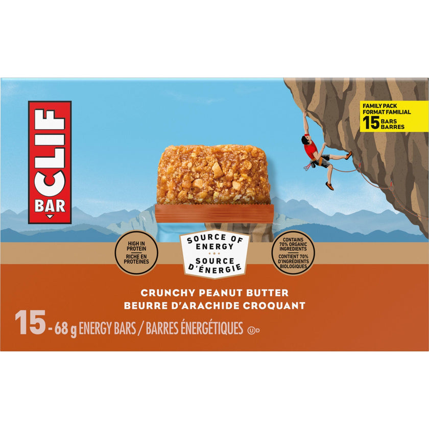 CLIF BAR Energy Bars, Crunchy Peanut Butter, Granola Bar, High in Protein, Contains 70% Organic Ingredients, 1.02 kg (Pack of 15) 🍁 All In One Marketplace Canada