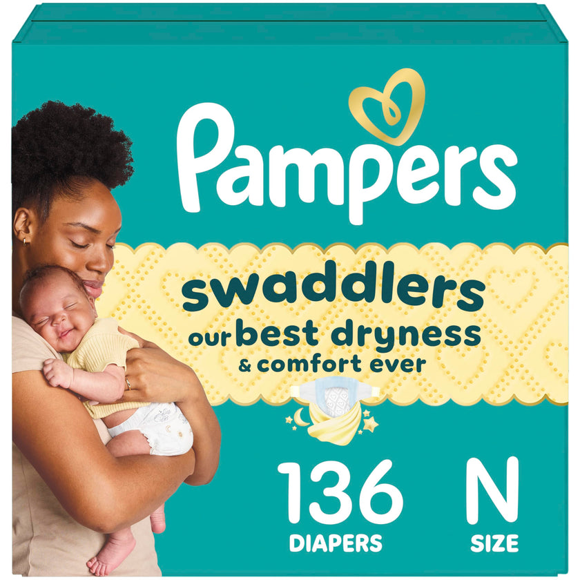 Pampers Swaddlers Diapers, Size 0 (up to 10 lbs), 136 Count, Absorbent, Keeps Baby Dry and Comfortable, Skin Safe Disposable Baby Diaper 🍁 All In One Marketplace Canada