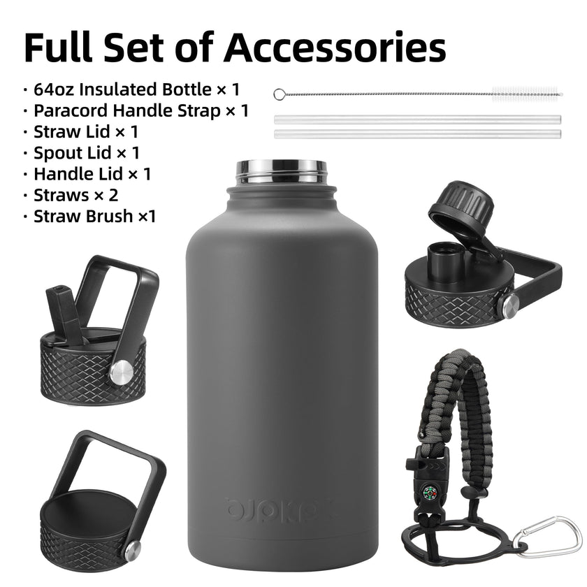 BJPKPK 64oz Insulated Water Bottle, Half Gallon Water Jug with Straw Lid 🍁 All In One Marketplace Canada