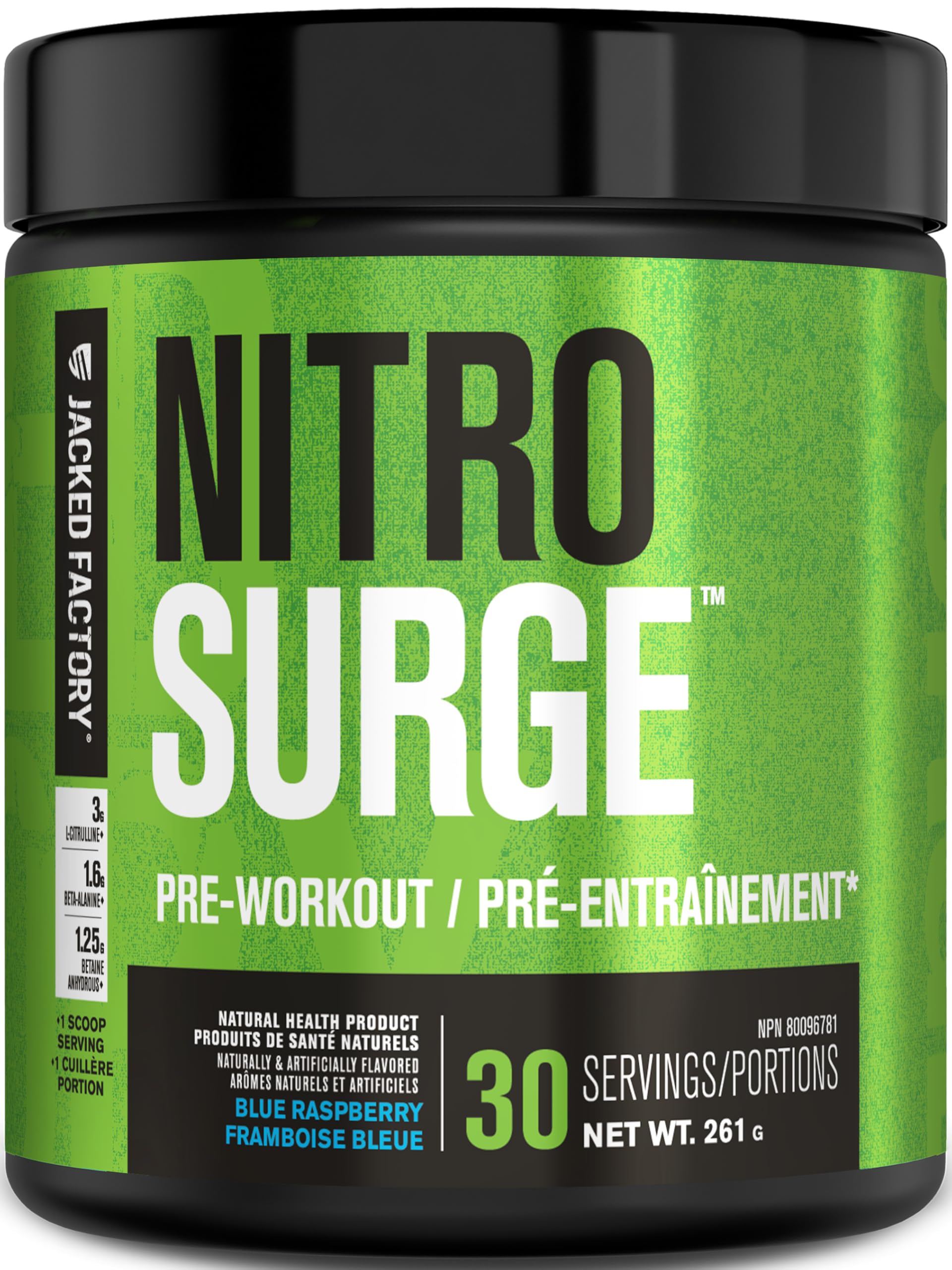 NITROSURGE Pre Workout Supplement - Endless Energy, Instant Strength Gains, Clear Focus, Intense Pumps - Nitric Oxide Booster & Powerful Preworkout Energy Powder - 30 Servings, Blue Raspberry 🍁 All In One Marketplace Canada