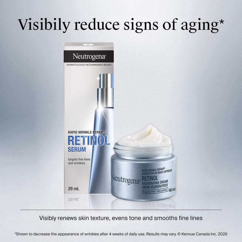 Neutrogena Retinol Face Moisturizer, Rapid Wrinkle Repair, Daily Anti-Aging Neck & Face Cream with Hyaluronic Acid, Retinol Cream, Fragrance Free, Fades Fine Lines, Wrinkles and Dark Spots, 48 mL 🍁 All In One Marketplace Canada