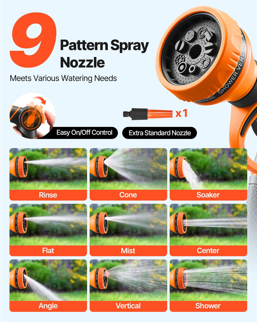 VEVOR Retractable Hose Reel, 115 ft x 1/2 inch, 180° Swivel Bracket Wall-Mounted, Garden Water Hose Reel with 9-Pattern Nozzle, Automatic Rewind, Lock at Any Length, and Slow Return System 🍁 All In One Marketplace Canada