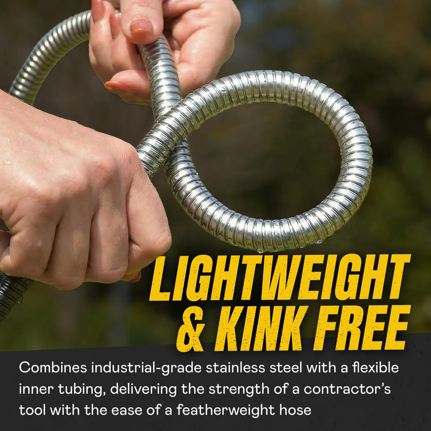 Bionic Steel Metal Garden Hose 50ft, Rust Proof 304 Stainless Steel Water Hose with Aluminum Fittings, Flexible & Heavy Duty Hose, Lightweight, Kink Free & Easy Coil Outdoor Hose - 2026 Model 🍁 All In One Marketplace Canada