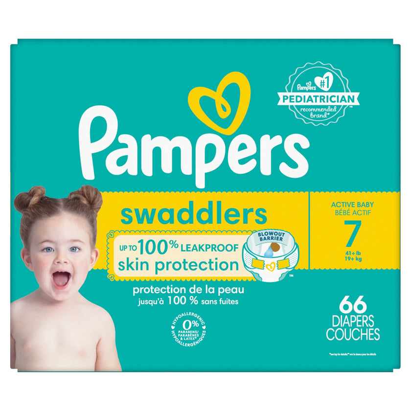 Pampers Swaddlers Diapers, Size S7 (26-50 lbs), 66 Count, Absorbent, Keeps Baby Dry and Comfortable, Skin Safe Disposable Baby Diaper 🍁 All In One Marketplace Canada