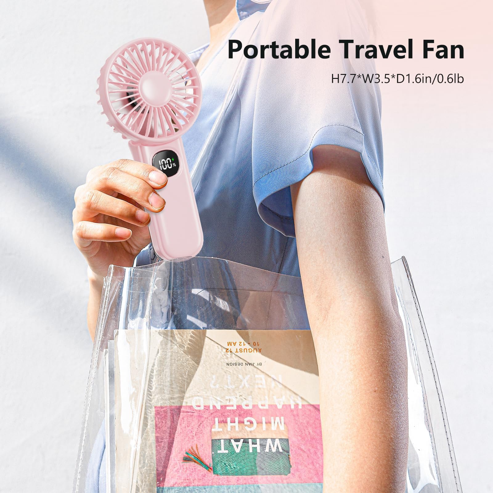 Xigmer Portable Fan, Handheld Fans 2-Pack, Mini Fan 5 Adjustable Speeds with Lanyard, Rechargeable Fans 180° Foldable for Makeup,Travel -Pink & Purple 🍁 All In One Marketplace Canada