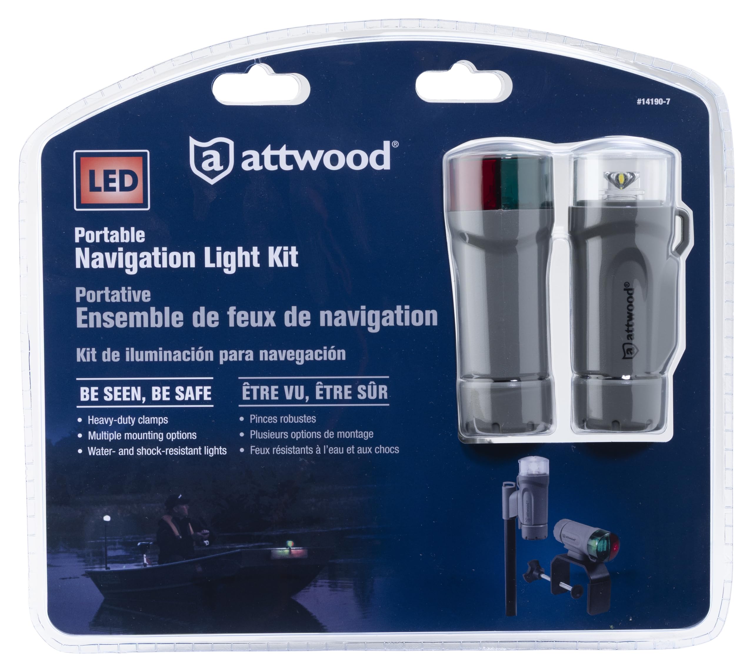Attwood 14190-7 Water-Resistant Portable Clamp-On LED Light Kit with Marine Gray Finish 🍁 All In One Marketplace Canada