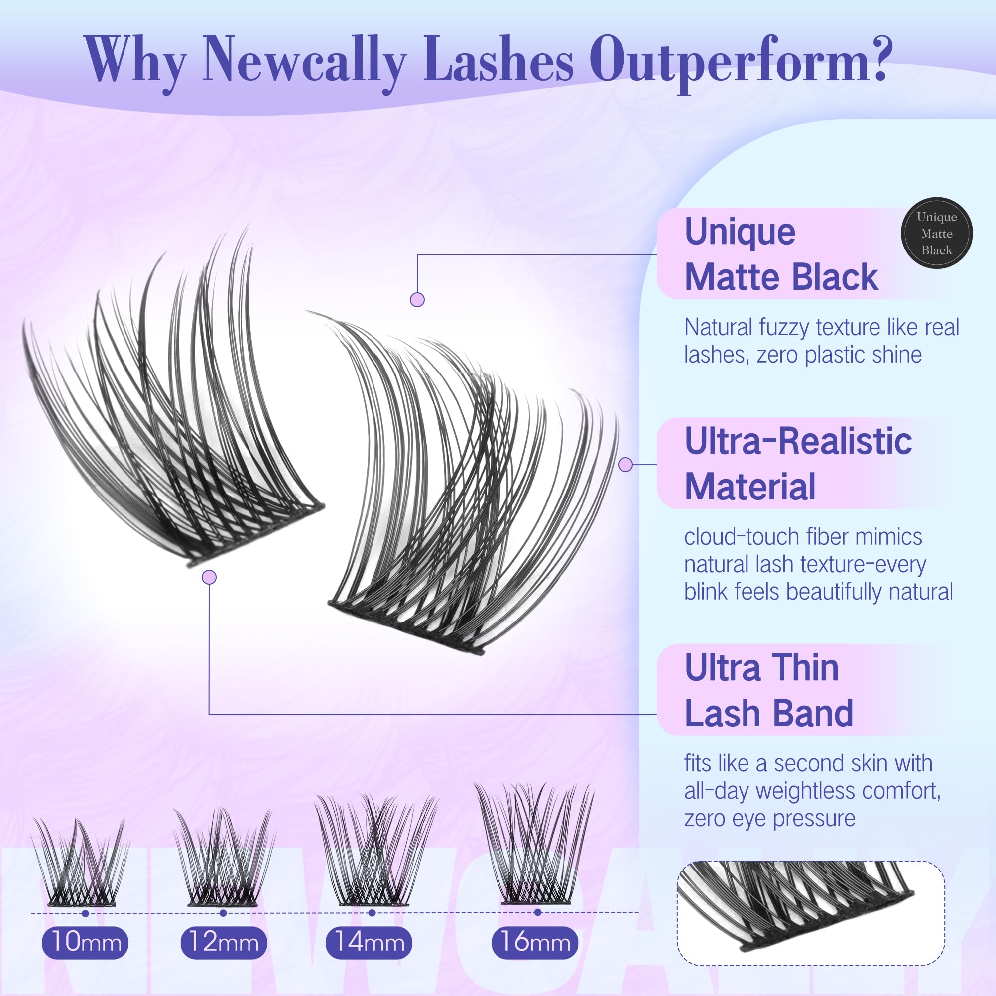 Lash Clusters Kit Wispy Natural Cluster Eyelash Extension Kit DIY Lash Extension Kit C Curl 10-16MM Eyelash Clusters Volume Individual Lashes Kit by Newcally 🍁 All In One Marketplace Canada