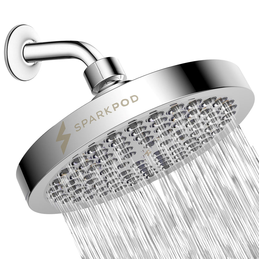 SparkPod Shower Head - High Pressure Rain - Premium Quality Luxury Design - 1-Min Install - Easy Clean Adjustable Replacement for Your Bathroom Shower Heads (Luxury Polished Chrome, 6 Inch Round) 🍁 All In One Marketplace Canada