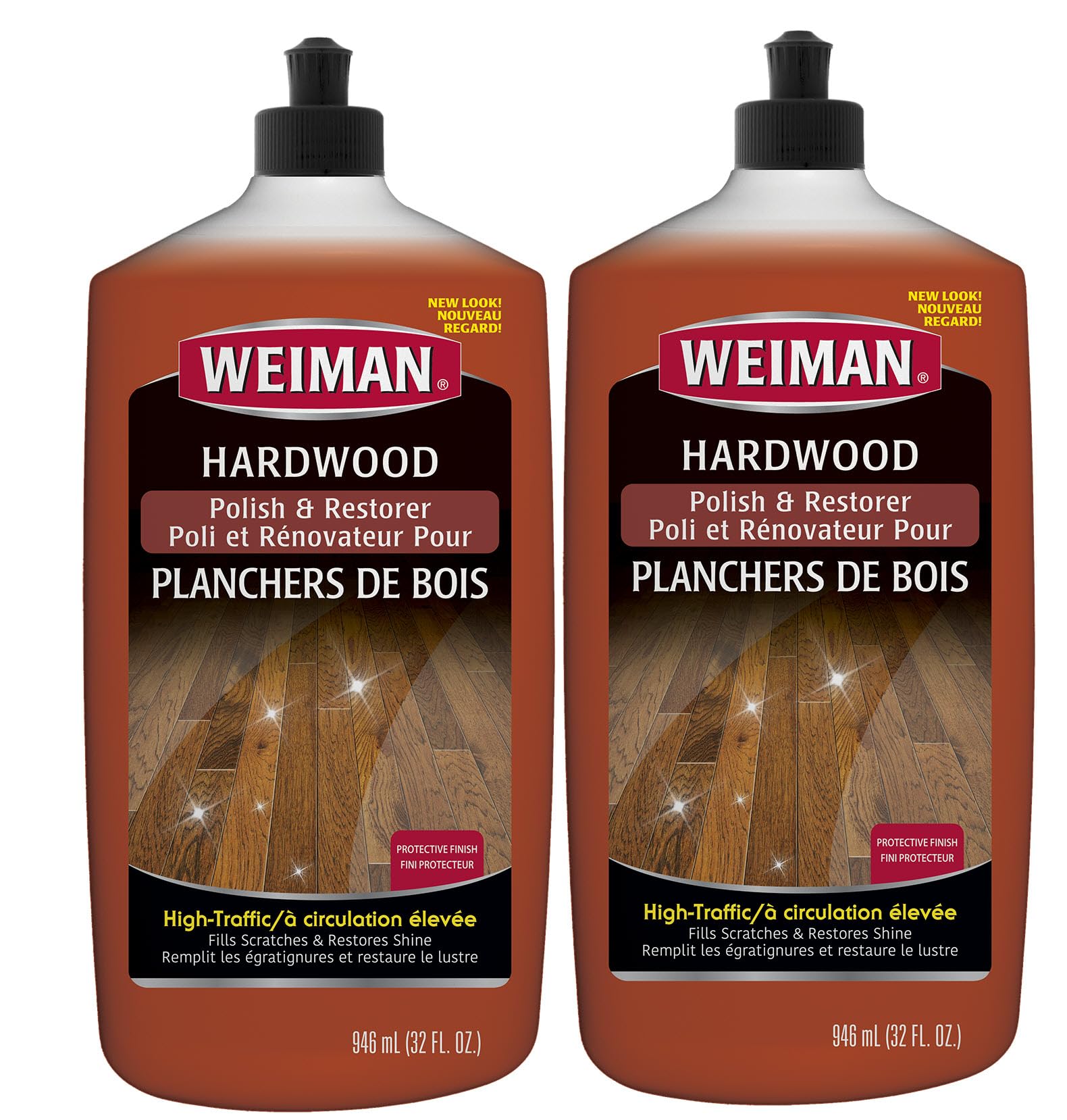 Weiman Wood Floor Polish and Restorer 32 Ounce (2 Pack) - High-Traffic Hardwood Floor, Natural Shine, Removes Scratches, Leaves Protective Layer 🍁 All In One Marketplace Canada