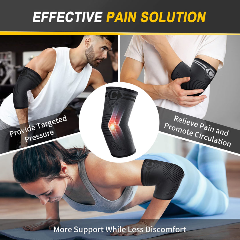 CAMBIVO Elbow Brace for Tendonitis 2 Pack, Tennis Elbow Brace for Men and Women, Elbow Compression Sleeve, Elbow Support for Tennis Elbow, Golf Elbow, Workouts, Weightlifting(Black, Medium) 🍁 All In One Marketplace Canada