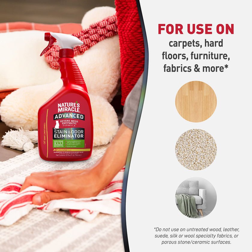 Nature’s Miracle Advanced Stain and Odor Eliminator Cat, 32 Ounces, 1 Gallon, Pour, Fresh Scent, Severe Mess Enzymatic Formula For Tough Pet Messes 🍁 All In One Marketplace Canada