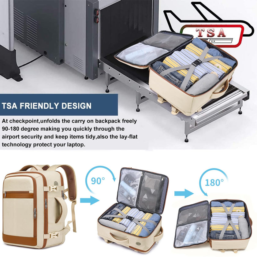 Travel Backpack for Women Flight Approved Carry On Travel Backpack with Shoe Pouch,TSA 15.6inch Laptop Sac à Dos Personal Item Bag for Weekender Overnight Bags Bookbag Travel Essentials,Beige 🍁 All In One Marketplace Canada
