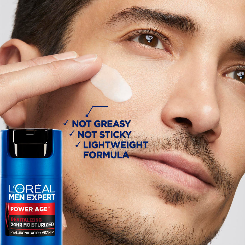L'Oréal Paris Men Expert 24 HR Hydrating Moisturizer for Men with Hyaluronic Acid and Vitamins, Fights Signs of Aging, Power Age, Packaging May Vary, 50 mL 🍁 All In One Marketplace Canada