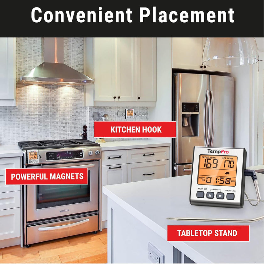 TempPro Digital Meat Thermometer for Cooking and Grilling, BBQ Food Thermometer with Backlight and Kitchen Timer, Grill Temperature Probe Thermometer for Smoker, Oven, Baking,Oil(Previously ThermoPro) 🍁 All In One Marketplace Canada