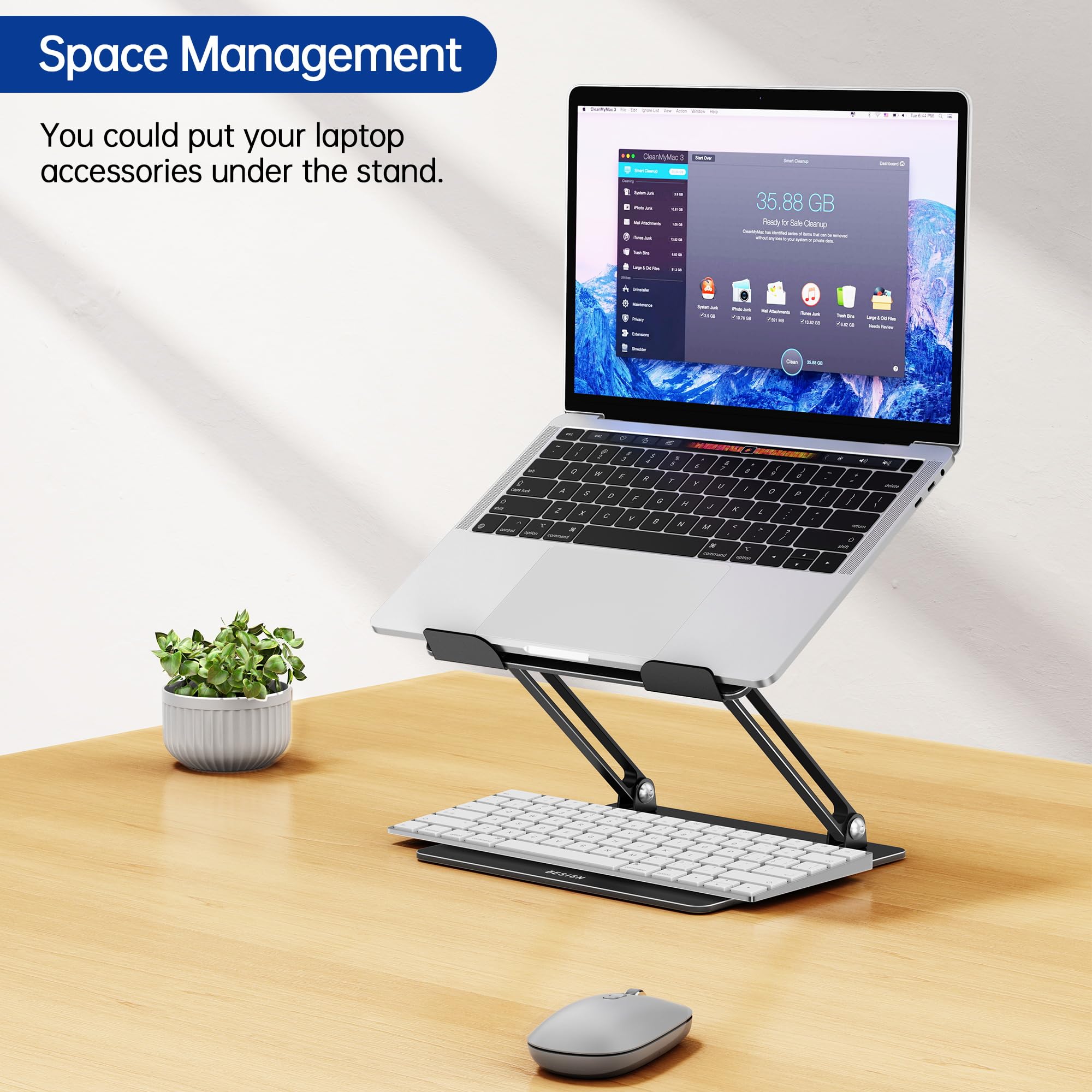 Besign LS10 Laptop Stand for Desk, Ergonomic Adjustable Notebook Tablet Stand, Riser Holder Computer Stand Compatible with Air, Pro, Dell, HP, Lenovo More 10-14