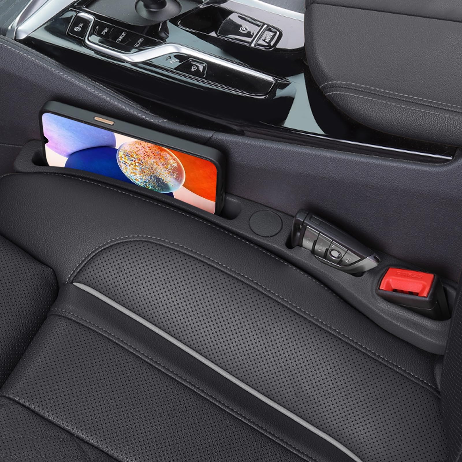 Homaupt Car Seat Gap Filler, 2 Pack PU Leather Fill The Gap Between Seat and Center Console, Seat Crevice Blocker Stop Things from Dropping, Universal Vehicle Interior Accessories Black 🍁 All In One Marketplace Canada