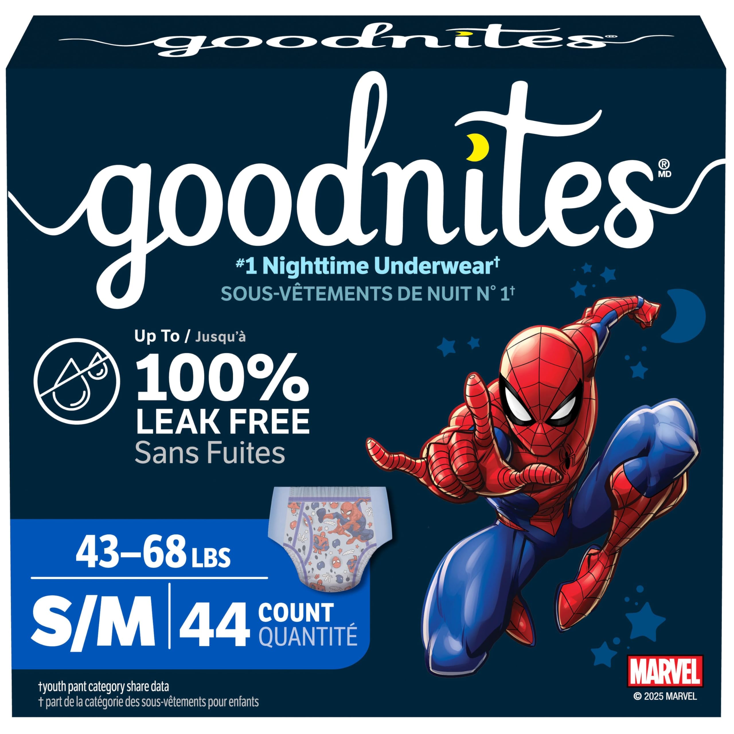 Boys Bedwetting Disposable Night Time Underwear, Overnight Training Pants, Goodnites, S/M, 44 Ct 🍁 All In One Marketplace Canada