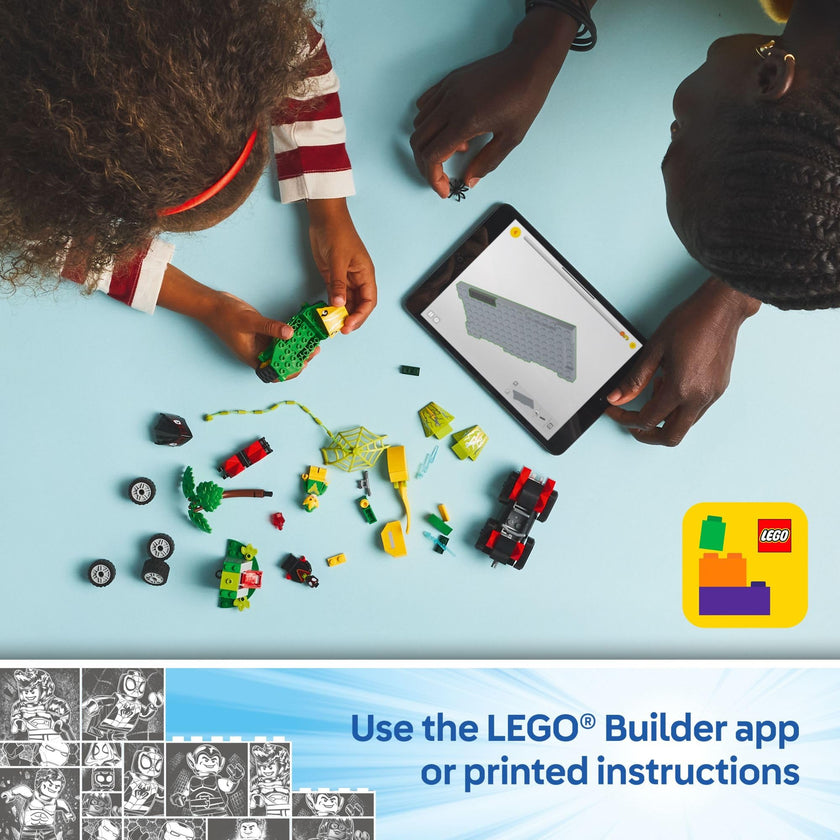 LEGO Marvel Spidey and His Amazing Friends Spin and Electro Dinosaur Vehicle Chase - Car and Motorcycle Preschool Building Toy for Kids, Boys and Girls, Ages 4+ - Gift Idea for Birthdays - 11198 🍁 All In One Marketplace Canada