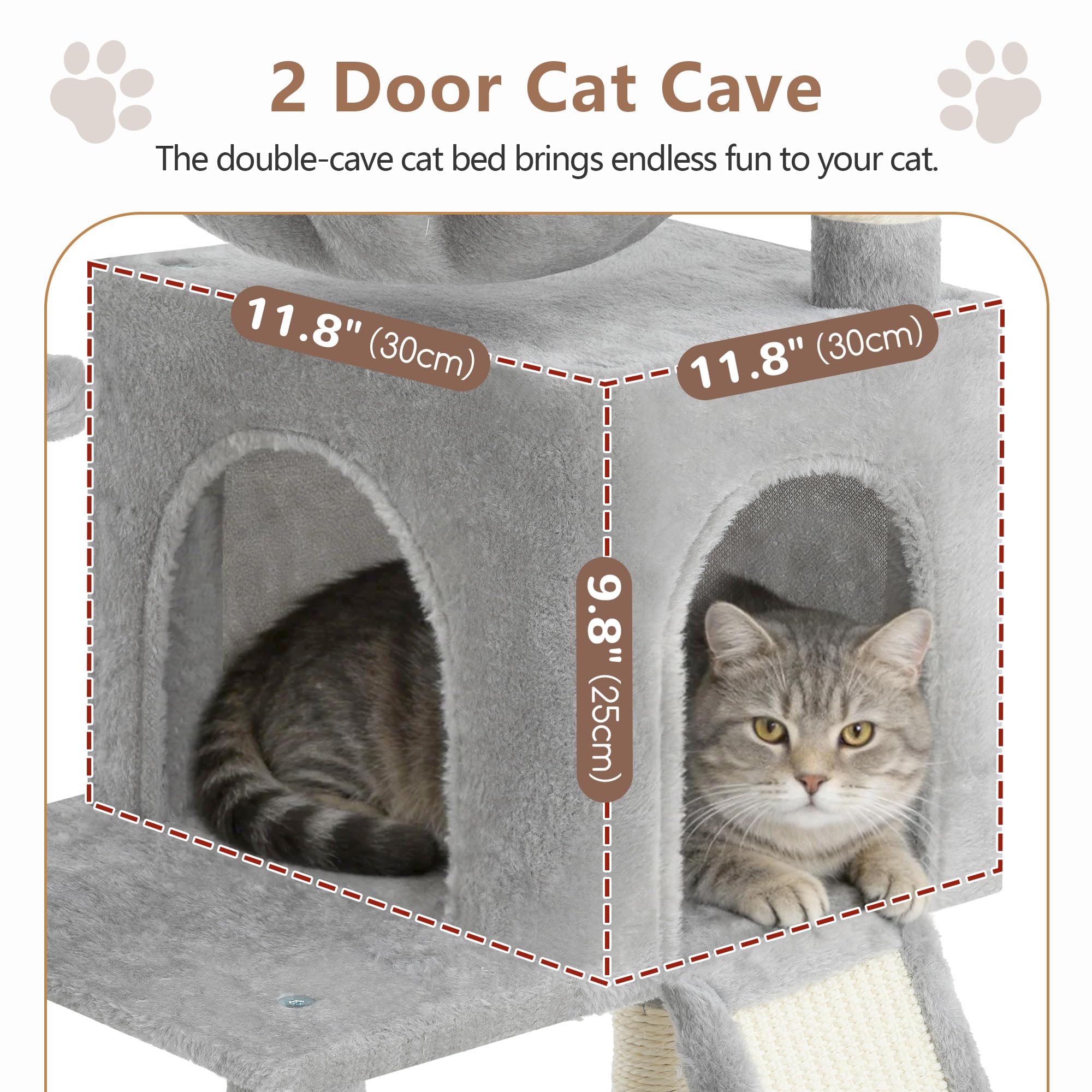 Gitelsnour Cat Tree, Cat Tower with condo, 2 Baskets, Large Platform, Scratch Board, Cat Scratching Posts for Indoor Cats, Light Gray GCT003SW 🍁 All In One Marketplace Canada