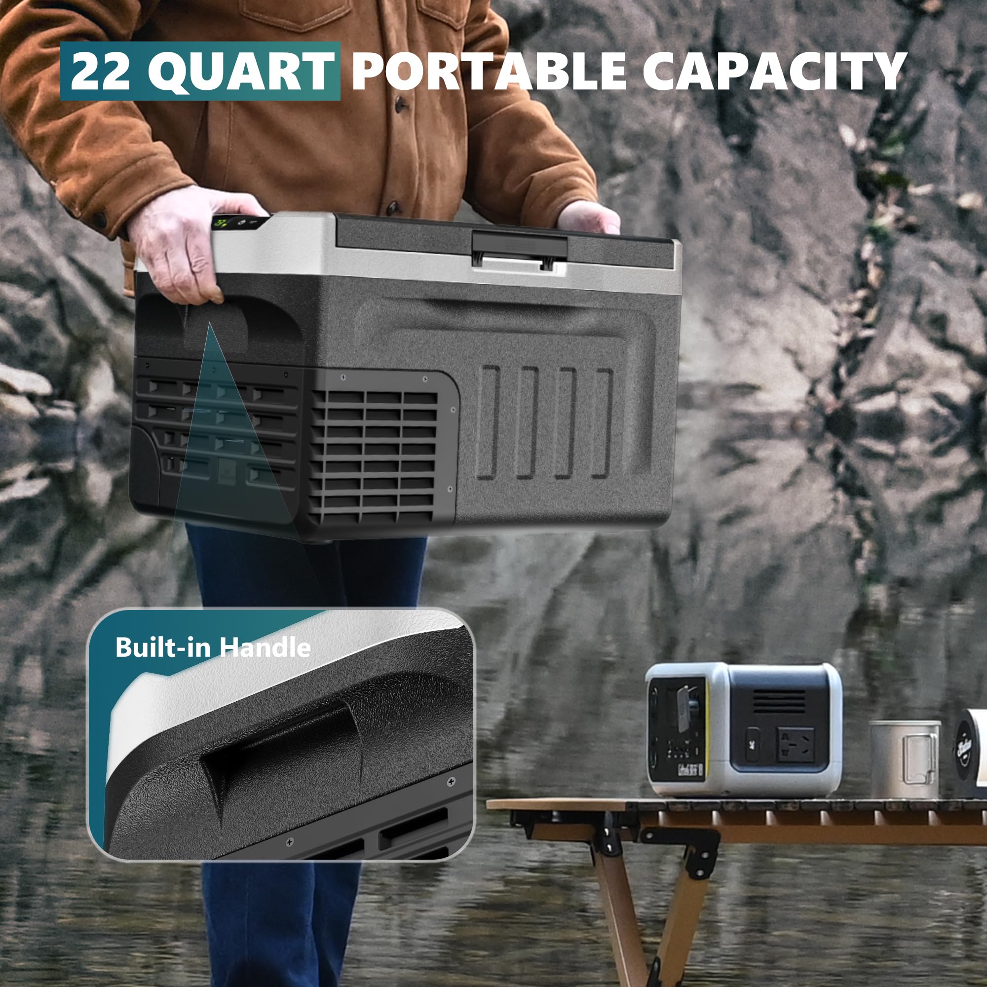 EUHOMY 12 Volt Refrigerator, 22QT(21L) 12V Cooler, Compressor Electric Cooler -4℉~68℉, 12V Fridge 12/24V DC 110-240V AC, Portable Freezer for Camping, Travel, Truck, Home 🍁 All In One Marketplace Canada