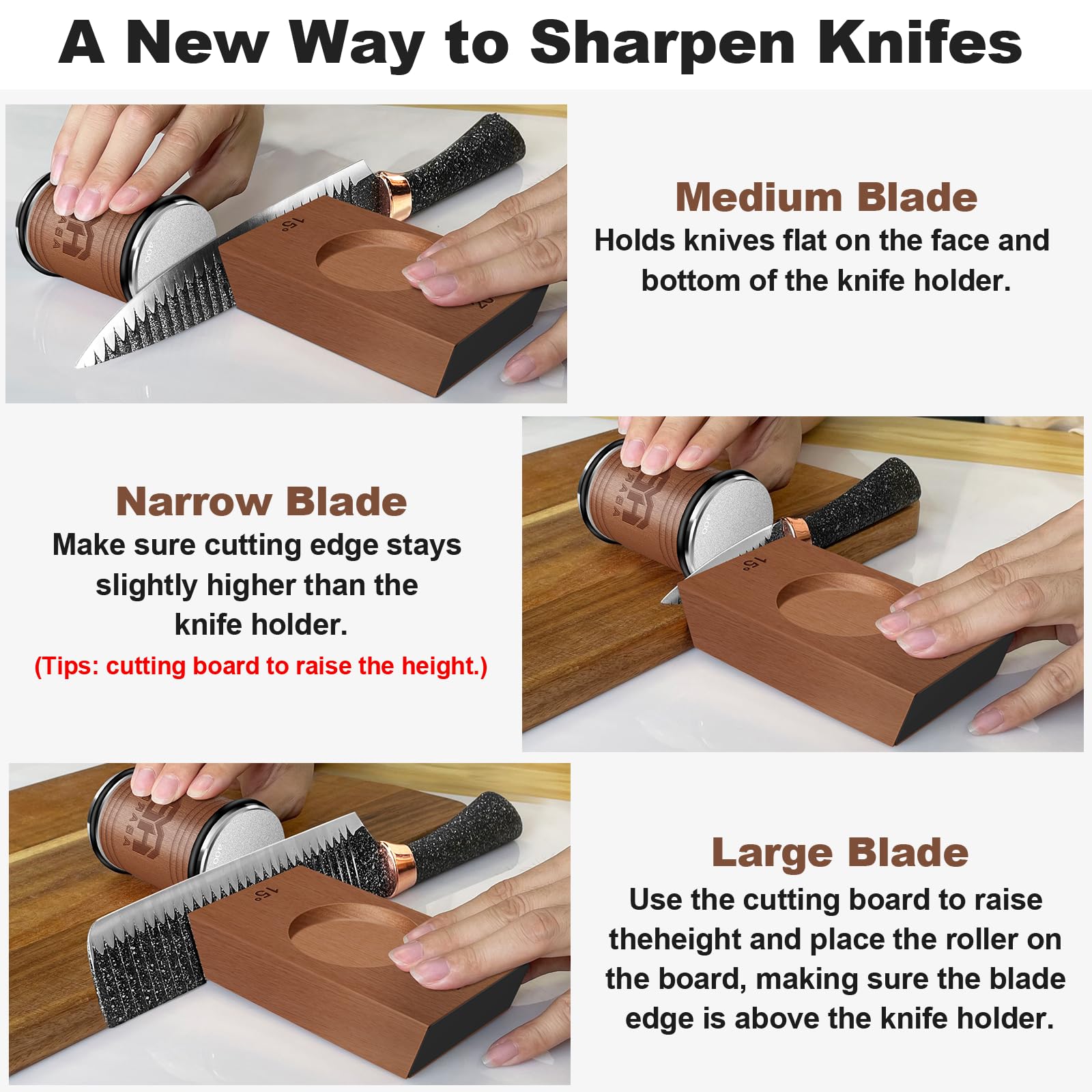 Abardi Rolling Knife Sharpener, Knife Sharpening with Diamonds Made Easy, Knife Sharpeners Kit with 15 & 20 Degree Magnetic Angle, Kitchen Gadgets Birthday Gifts for Men Dad Husband Fathers (Walnut) ﻿ 🍁 All In One Marketplace Canada