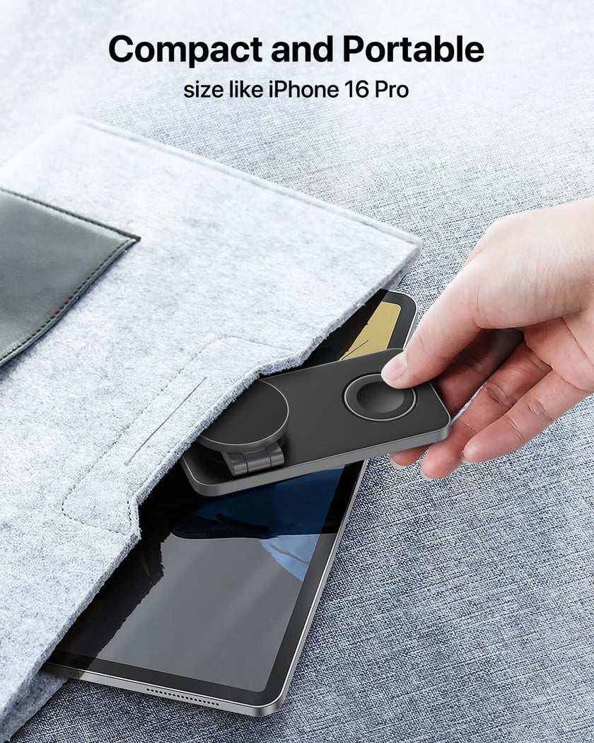 EXW Wireless Charging Station for Apple, Compatible with MagSafe Charger Stand,Foldable Travel Bedside Fast Qi Magnetic Wireless Charger for iPhone 17 Air 16 15 14 13 12 Series,Airpods Pro,Apple Watch 🍁 All In One Marketplace Canada