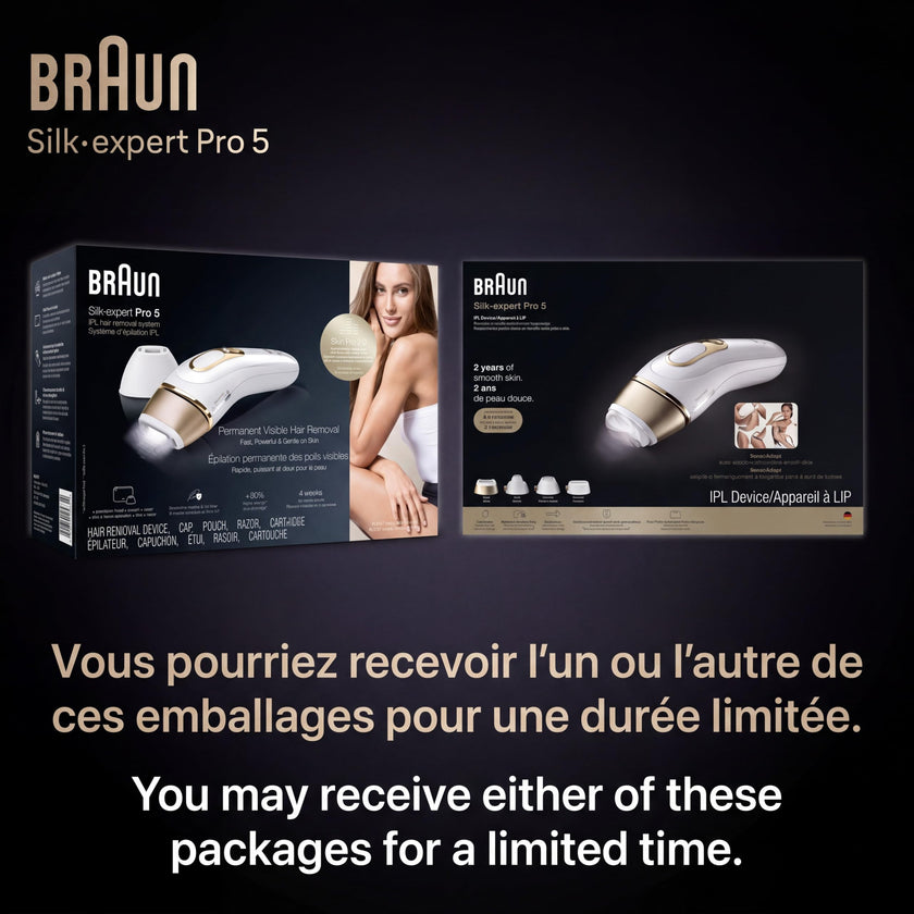 Braun Silk-Expert Pro 5 IPL PL5157 at Home Laser Hair Removal for Women and Men with Premium Pouch, Venus Razor, 2 Heads 🍁 All In One Marketplace Canada