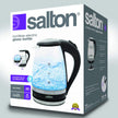 Salton Cordless Electric Glass Kettle - Compact 1.5L/Quart Water Boiler and Tea Heater with Automatic Shut-Off and Boil-Dry Protection, Soft Blue Illumination, Stainless Steel, 1100 Watts 🍁 All In One Marketplace Canada