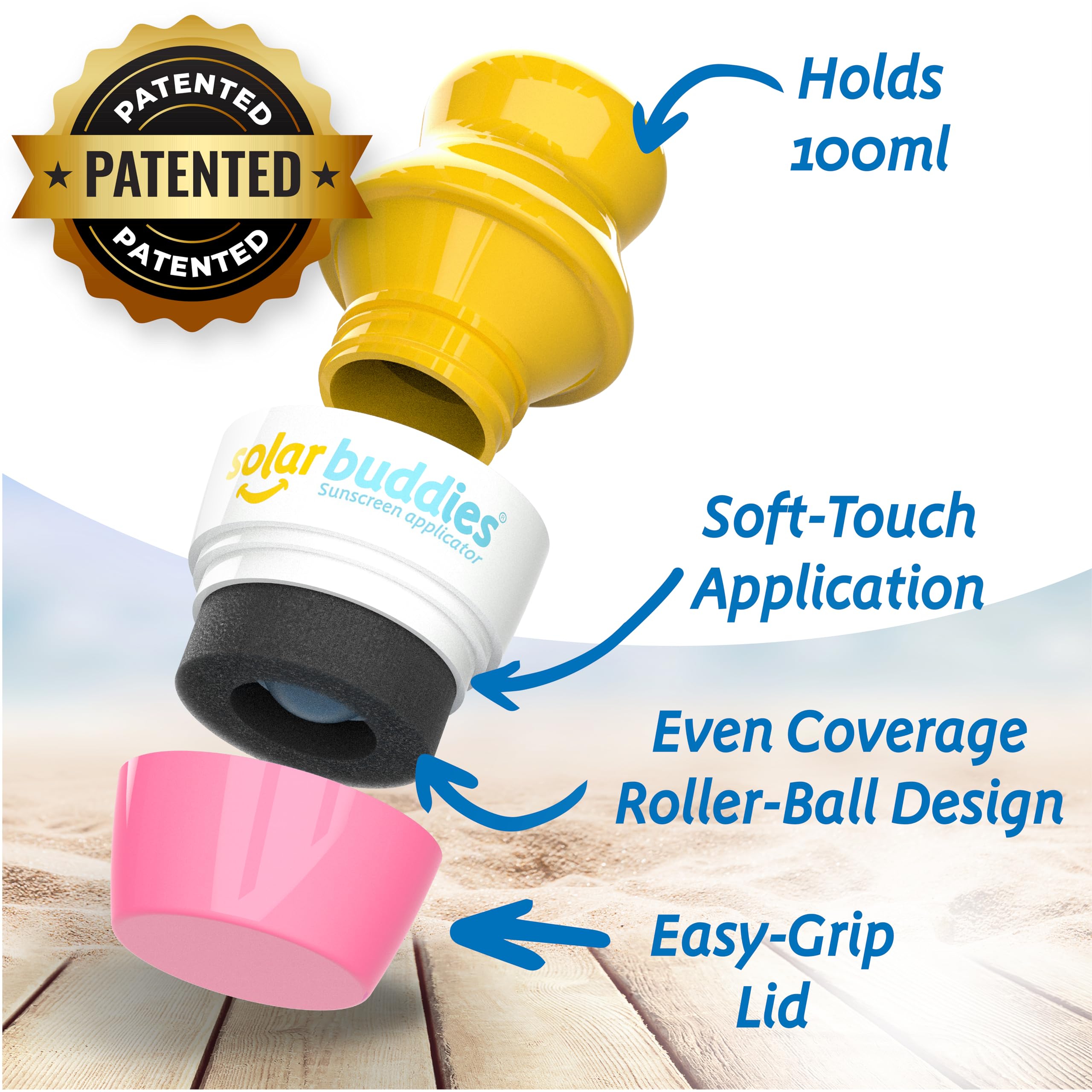 Solar Buddies Sunscreen Applicator - Single Pink - Refillable Roll on Sponge Sunscreen, Suncream & Lotion Applicator For Kids, Adults & Families - Holds 3.4fl oz, Perfect Size for Travel 🍁 All In One Marketplace Canada