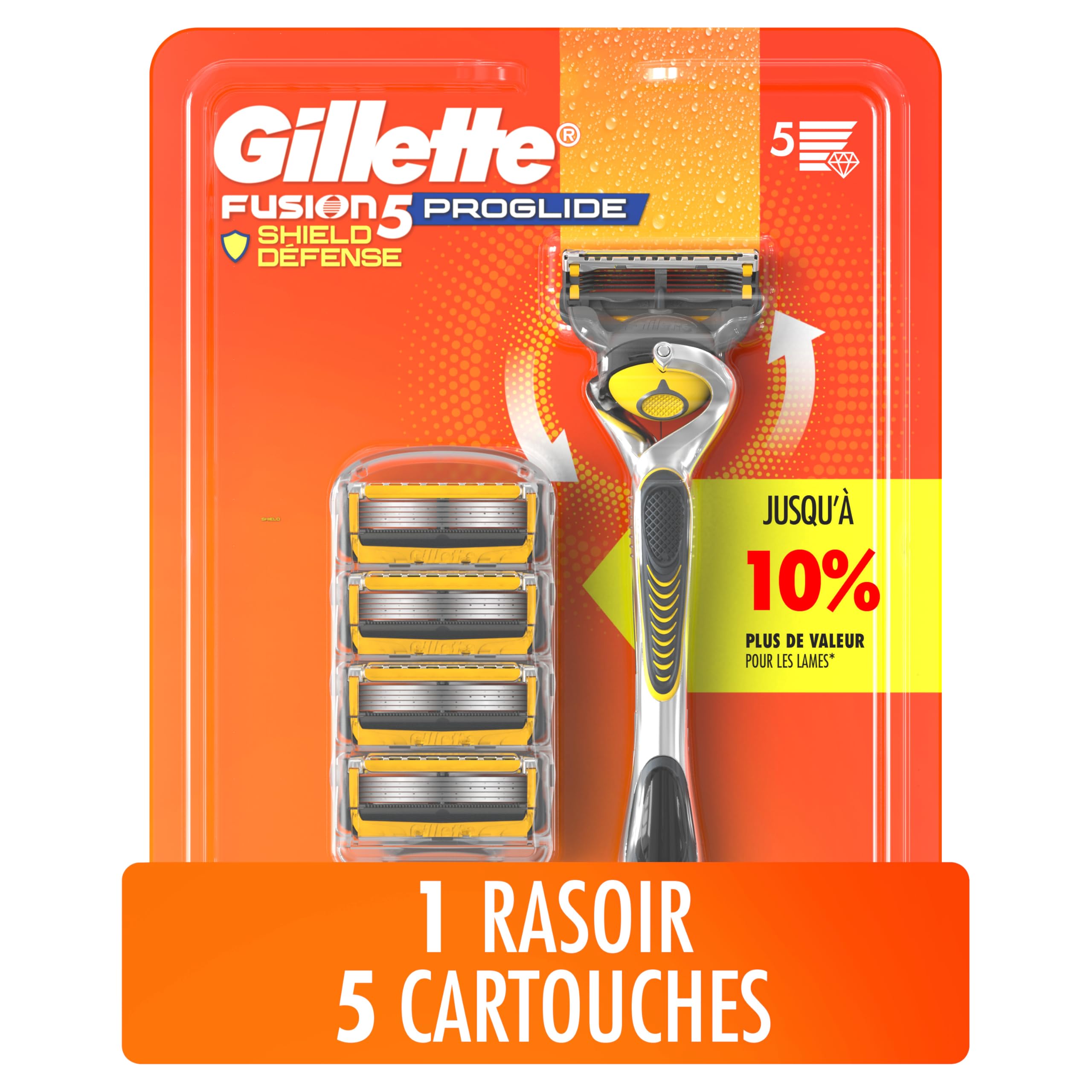 Gillette ProShield Mens Razor, 1 Handle + 5 Blade Refills, 1 Count (Pack of 1) 🍁 All In One Marketplace Canada