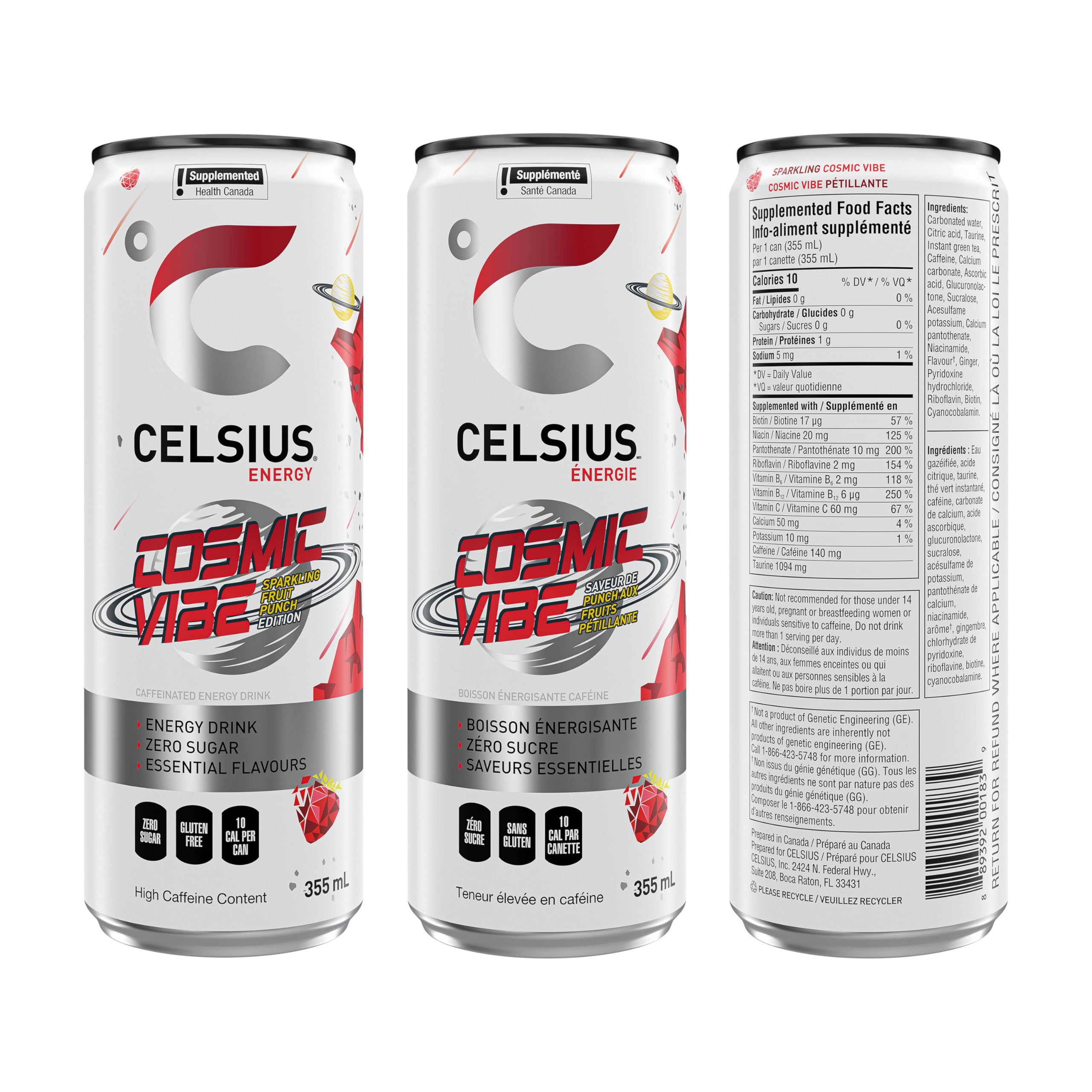 CELSIUS Sparkling Cosmic Vibe, Zero Sugar Energy Drink, 355ml (Pack of 12) 🍁 All In One Marketplace Canada