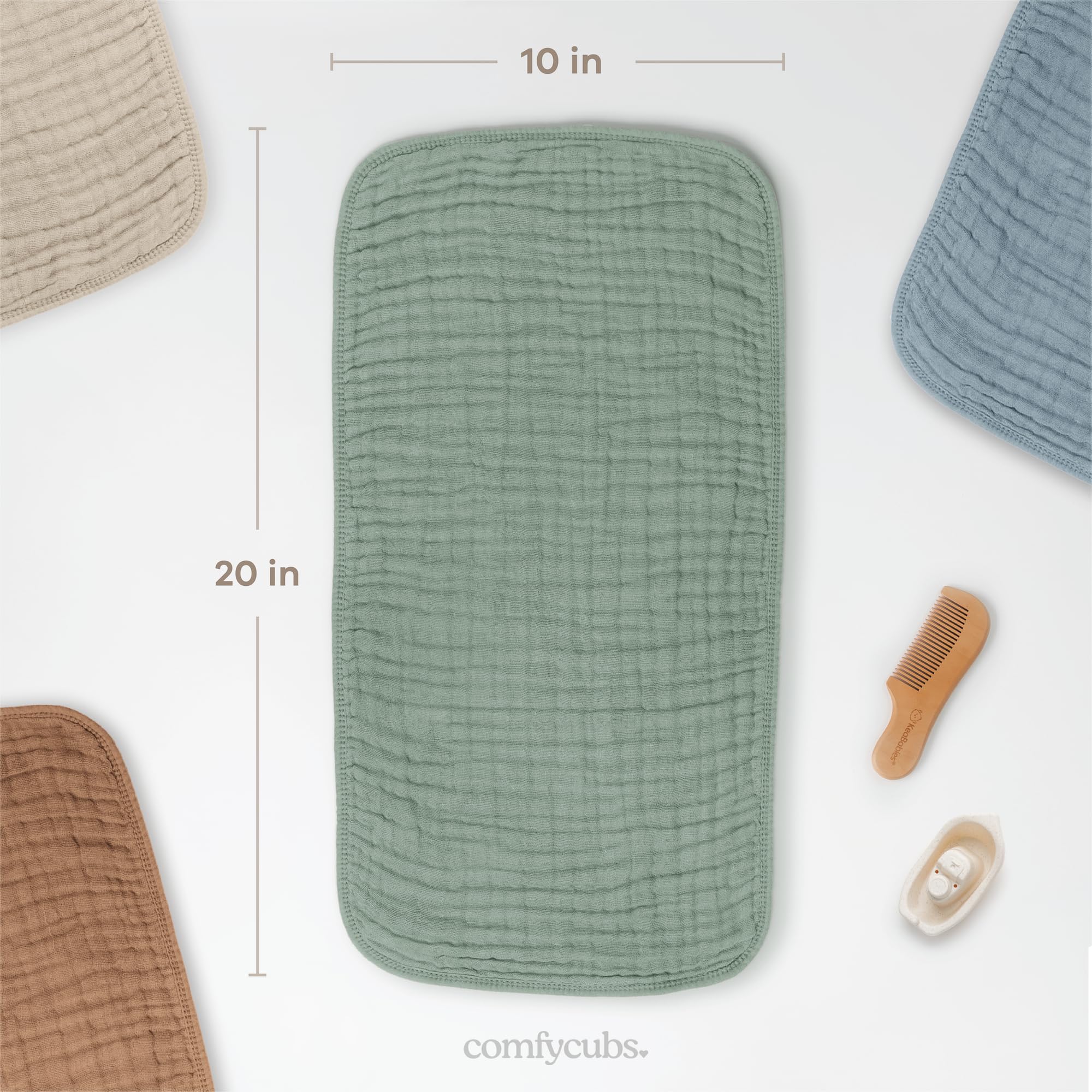 Comfy Cubs Muslin Burp Cloths Baby 50 x 25 cm, Pack of 10 - Large 6-Layer Ultra-Absorbent 100% Cotton for Babies Drool & Messes - Soft & Gentle Burp Cloth Baby Set for Boys & Girls - Multi 🍁 All In One Marketplace Canada