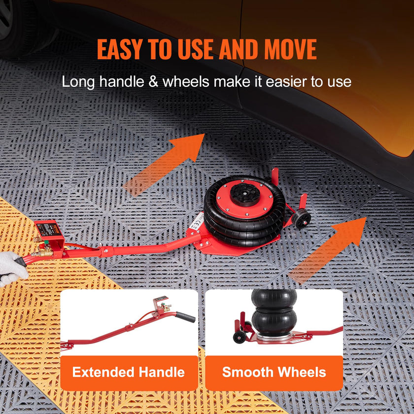 VEVOR Air Jack, 3 Ton/6600 lbs Triple Bag Air Jack, Airbag Jack with Six Steel Pipes, Lift up to 17.7 inch/450 mm, 3-5 s Fast Lifting Pneumatic Jack, with Long Handles for Cars, Garages, Repair, (Red) 🍁 All In One Marketplace Canada