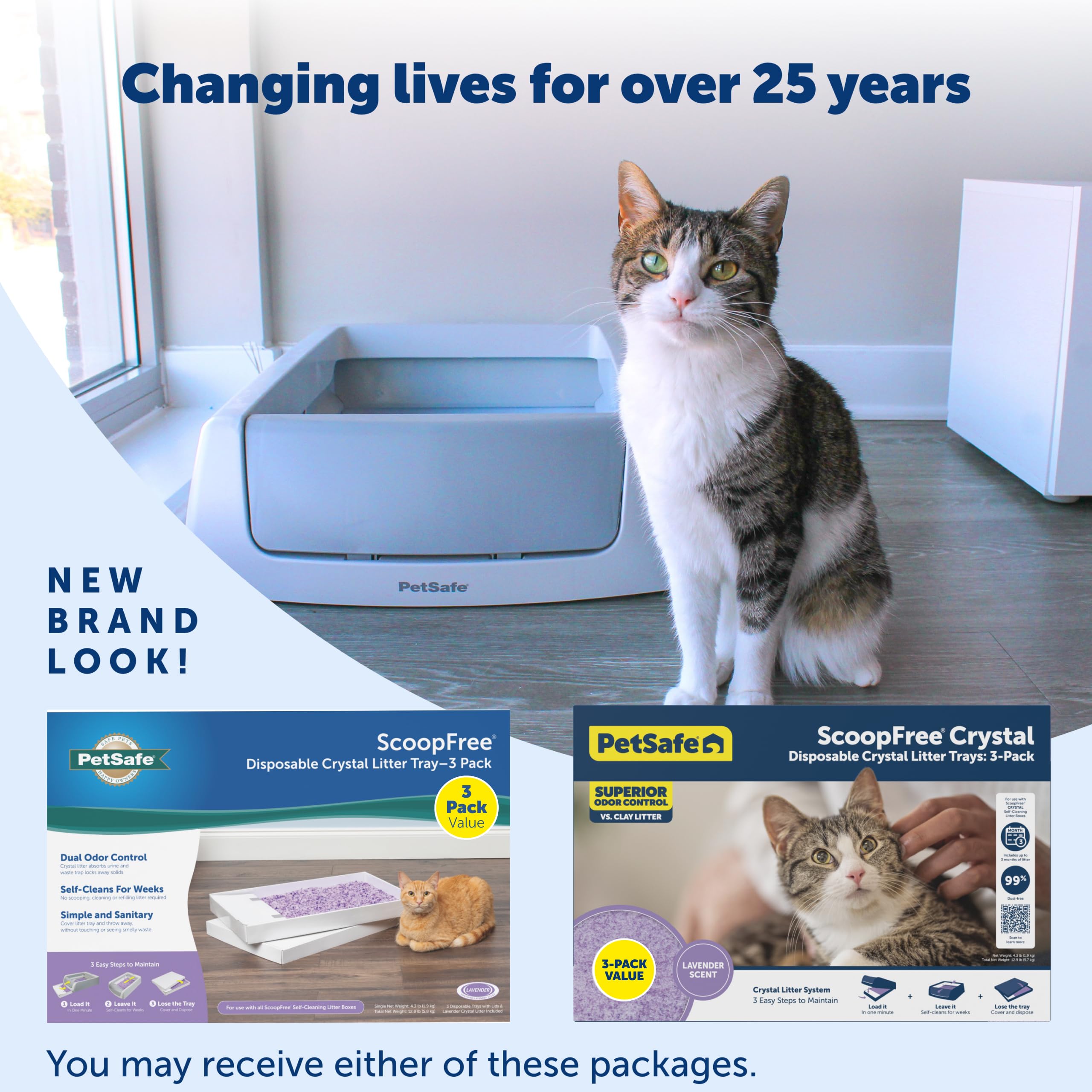 PetSafe ScoopFree Crystal Litter Tray Refills Lavender Crystals, 3-Pack Disposable Tray Includes Leak Protection & Low Tracking Litter Absorbs Odors on Contact,(PAC00-16689) 🍁 All In One Marketplace Canada